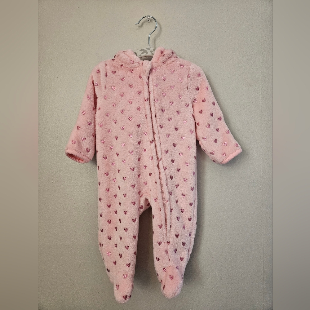Pink Heart-Patterned Kids One Piece